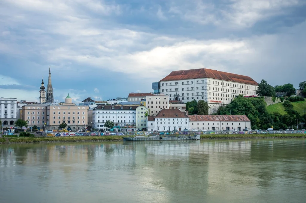 Linz Castle and Old Town in Linz, Austria — historic city center.
