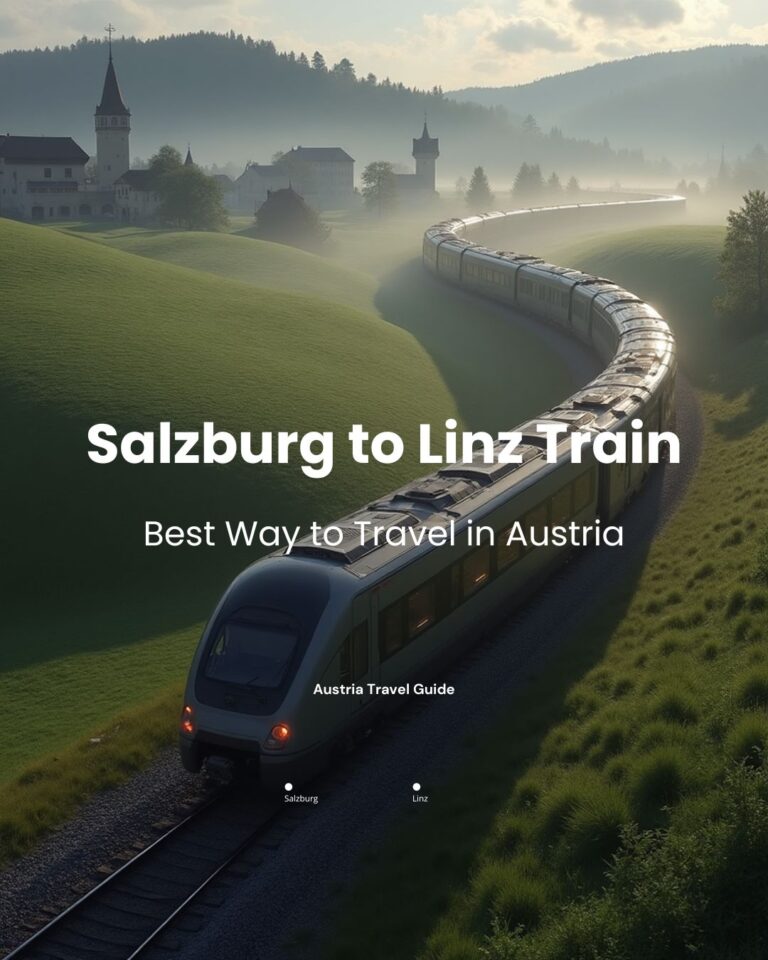 Salzburg to Linz train traveling through the Austrian countryside at dusk
