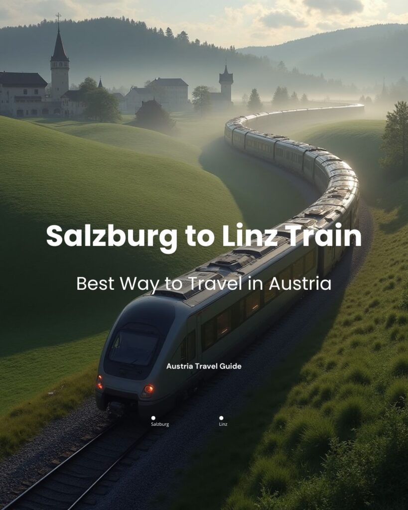 Salzburg to Linz train traveling through the Austrian countryside at dusk