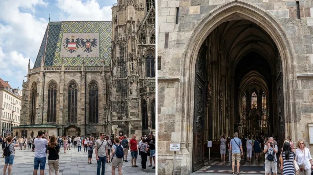 The iconic tiled roof and gothic exterior of St. Stephen’s Cathedral, highlighting free things to do in Vienna 2026.