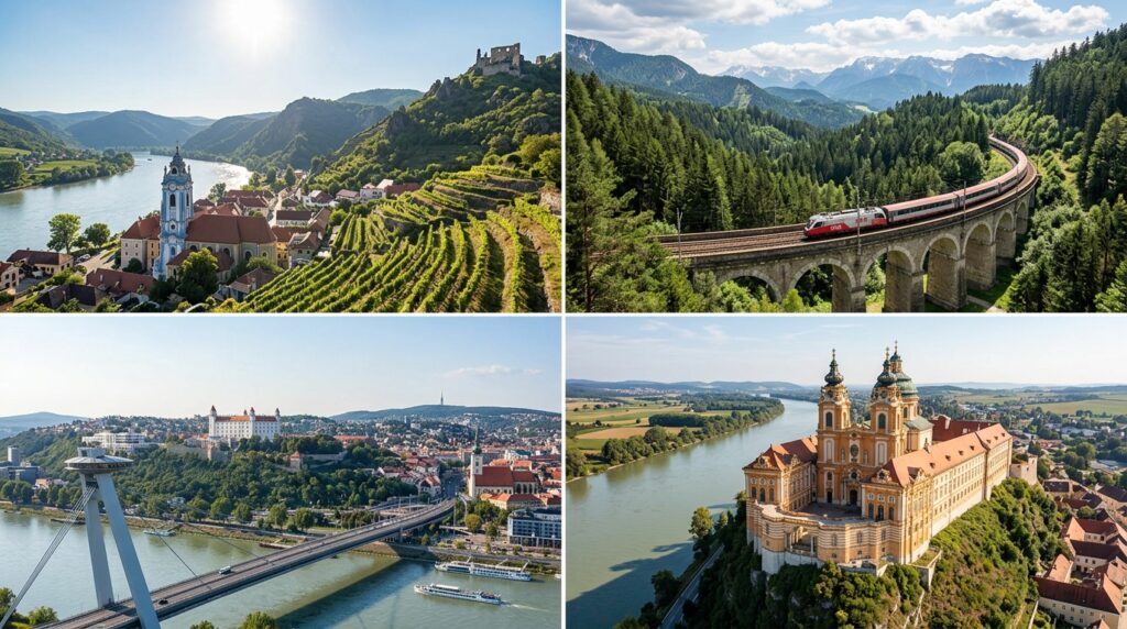 Grand imperial gardens and romantic palace grounds located near Vienna, showcasing the best historical landmarks and places to visit near Vienna.